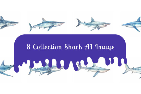 shark sea animal watercolor illustration collection vol. 13