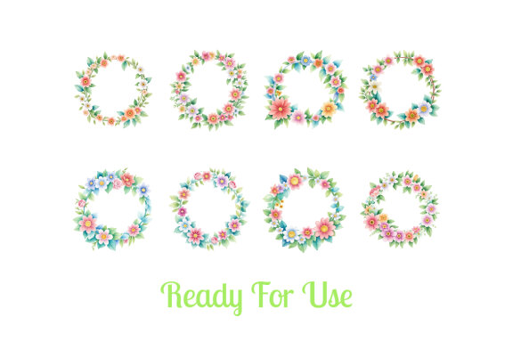 collection of watercolor illustrations of leaves and flowers forming a circle vol. 10