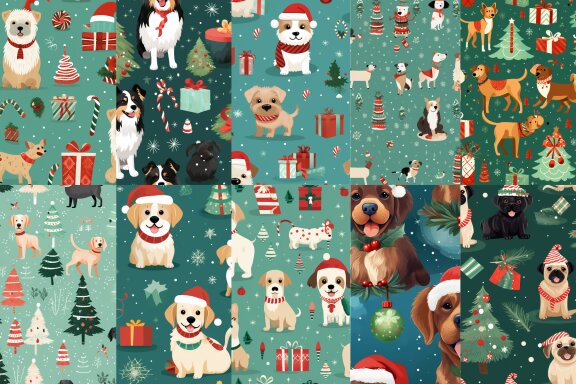 Seamless Christmas Dog Pattern