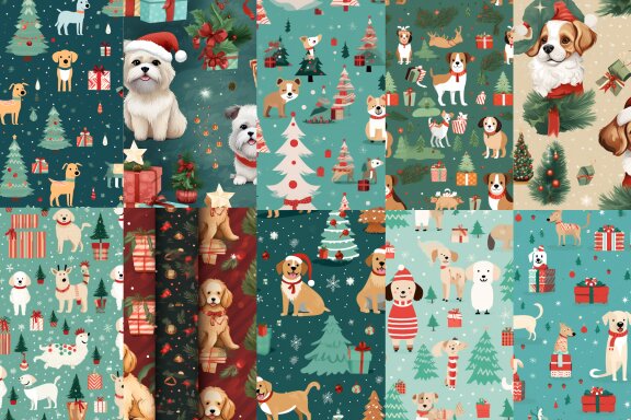 Seamless Christmas Dog Pattern