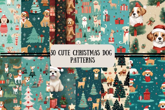 Seamless Christmas Dog Pattern