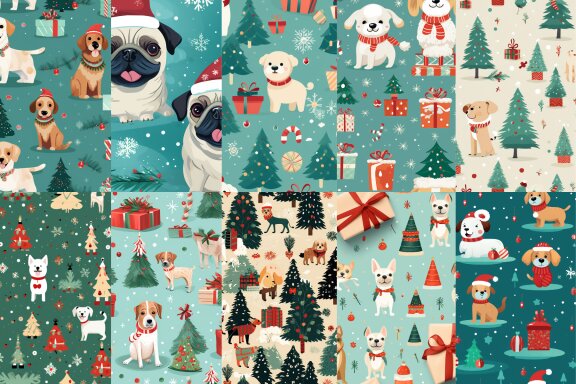 Seamless Christmas Dog Pattern