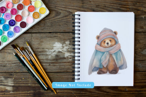 collection of watercolor illustrations of cute bears wearing warm clothes vol. 2