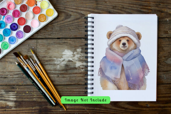 collection of watercolor illustrations of cute bears wearing warm clothes vol. 4