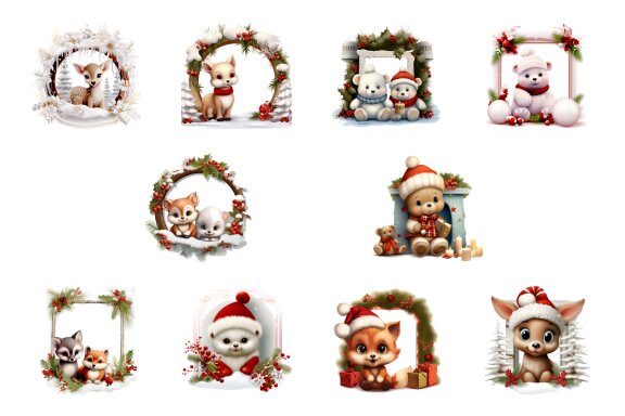  Cozy Christmas Animals Clipart