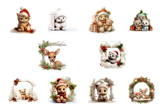  Cozy Christmas Animals Clipart