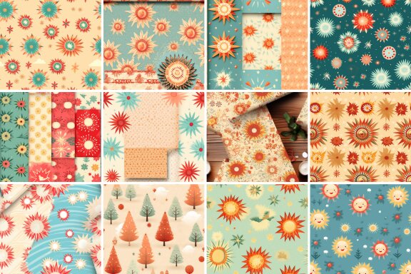 Vintage Christmas Sun Cute 3D Pattern
