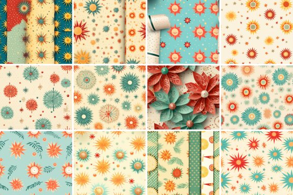 Vintage Christmas Sun Cute 3D Pattern