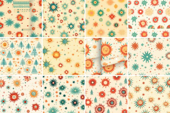Vintage Christmas Sun Cute 3D Pattern