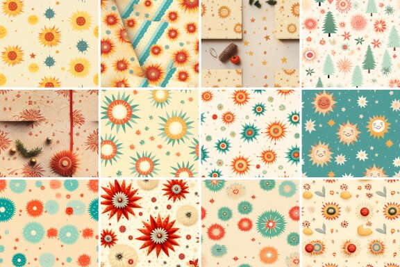 Vintage Christmas Sun Cute 3D Pattern
