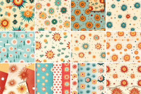 Vintage Christmas Sun Cute 3D Pattern