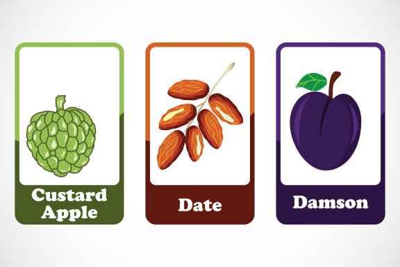 Fruit flashcards for kids