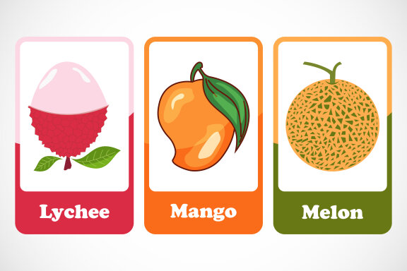 Fruit flashcards for kids