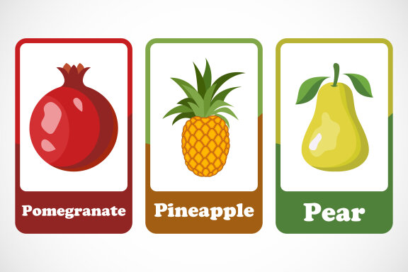 Fruit flashcards for kids
