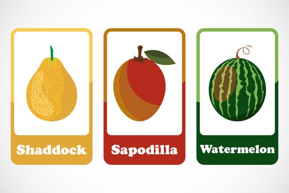 Fruit flashcards for kids