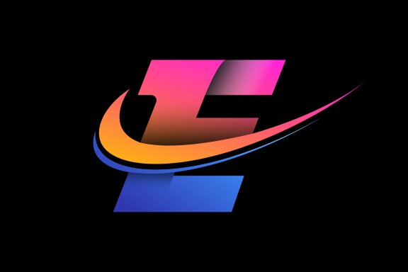 English alphabet with a swoosh logo