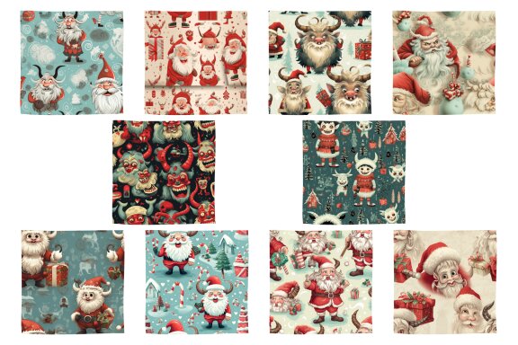 Vintage Christmas Krampus Cute Pattern