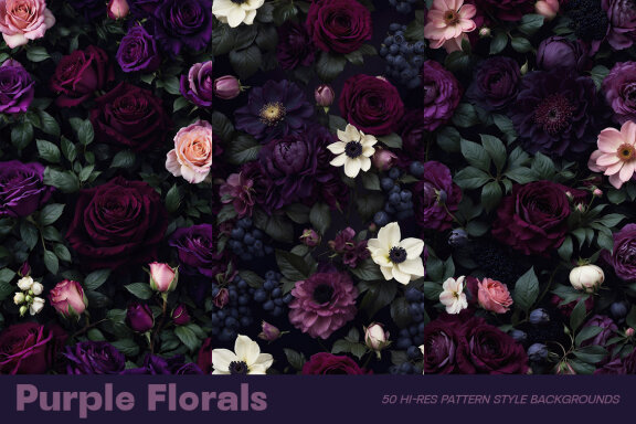 Purple Floral Pattern Backgrounds