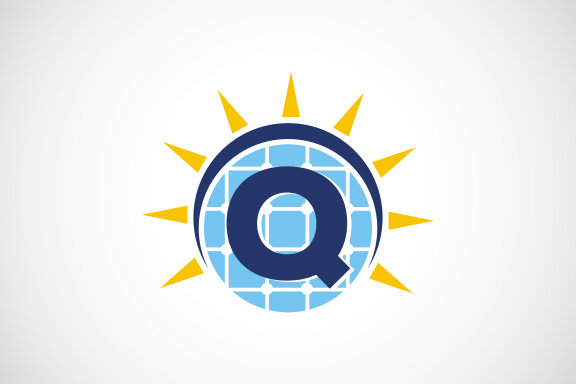 English alphabet with solar panel and sun sign. 