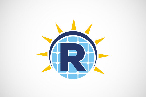 English alphabet with solar panel and sun sign. 