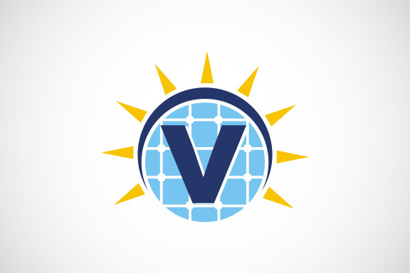 English alphabet with solar panel and sun sign. 