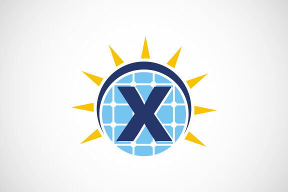English alphabet with solar panel and sun sign. 