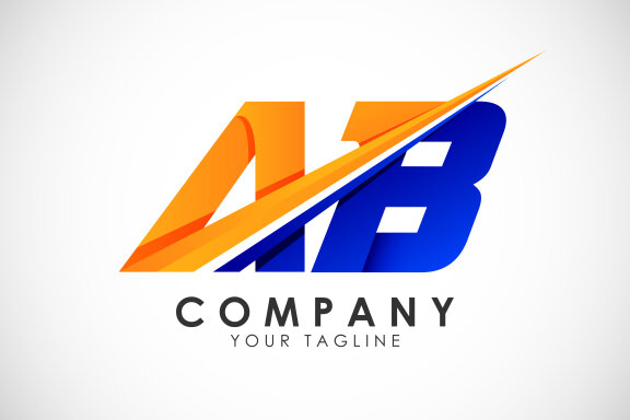 Initial Letter A B Logo Design 