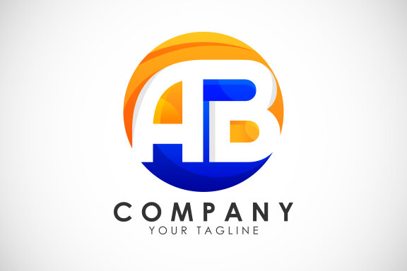 Initial Letter A B Logo Design 
