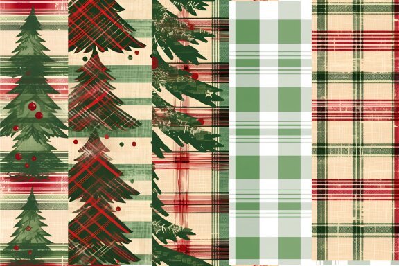 Christmas Plaid Linen Pattern