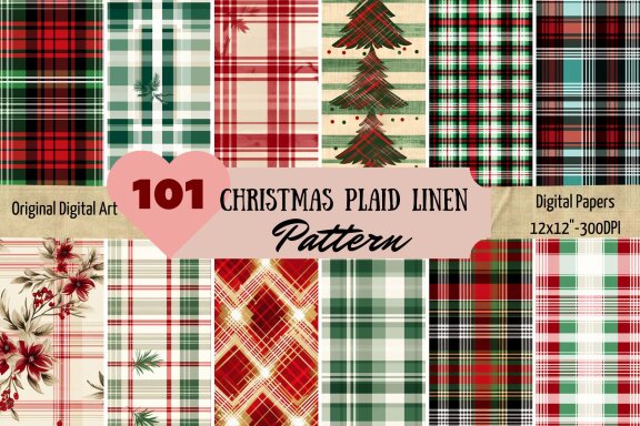 Christmas Plaid Linen Pattern