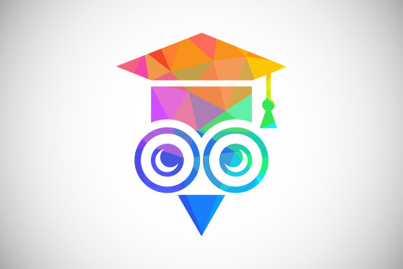Modern low poly style education logo