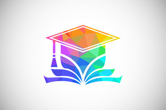 Modern low poly style education logo