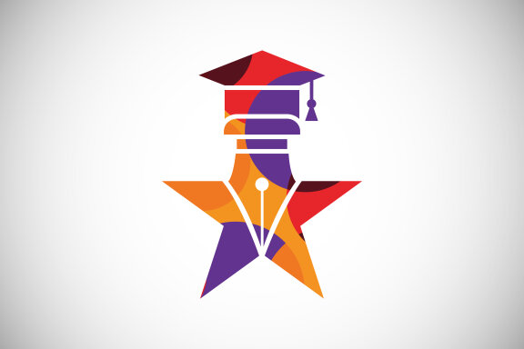 Modern low poly style education logo
