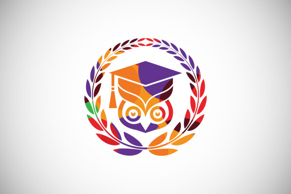 Modern low poly style education logo