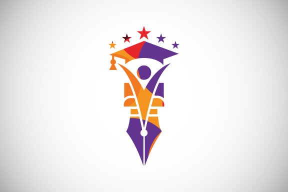 Modern low poly style education logo