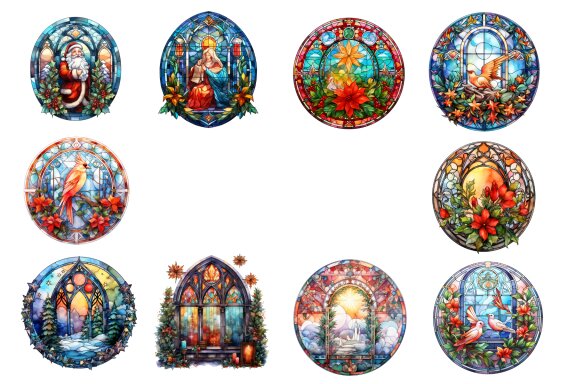Christmas Stained Glass Clipart