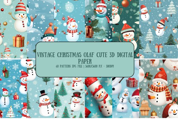Vintage Christmas Olaf Cute Pattern