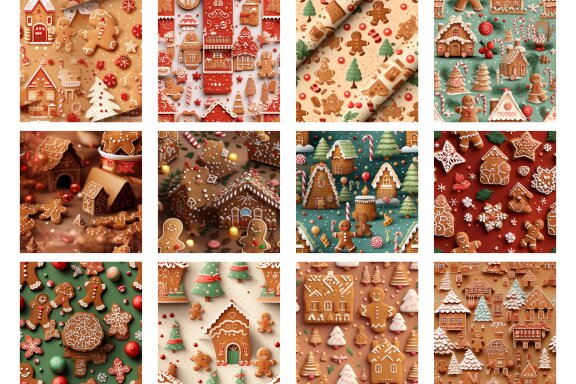 Vintage Christmas Gingerbread Cute Pattern