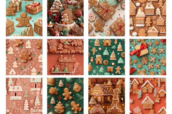 Vintage Christmas Gingerbread Cute Pattern
