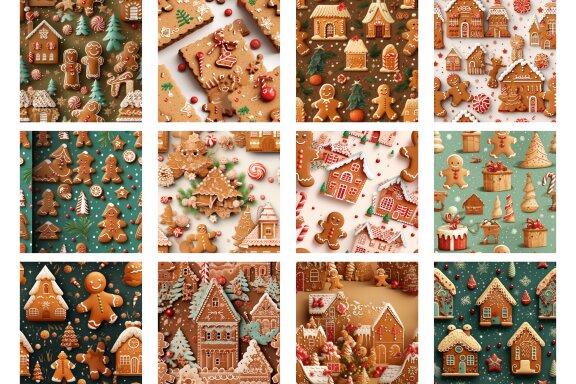 Vintage Christmas Gingerbread Cute Pattern