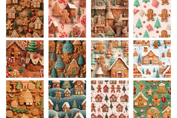 Vintage Christmas Gingerbread Cute Pattern