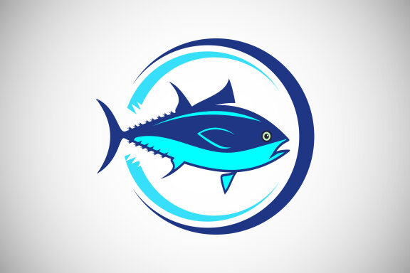 Tuna fish in a circle. Fish logo