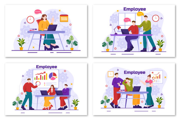 12 Employee Business Illustration