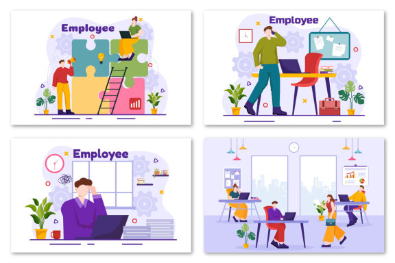 12 Employee Business Illustration