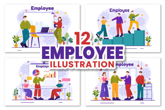12 Employee Business Illustration