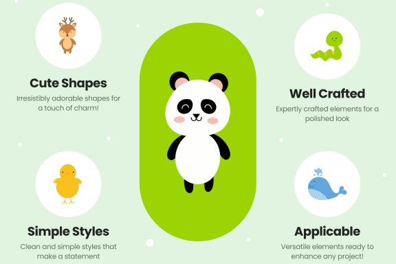 Cute Simple Animal Illustration Elements