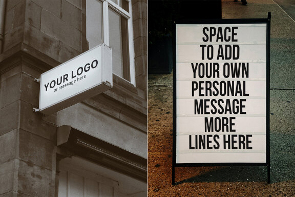 Signs to Add Own Message Mockups