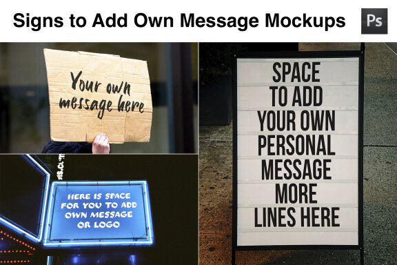 Signs to Add Own Message Mockups
