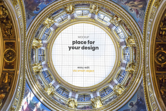 Dome Ceiling Circular Art Mockup
