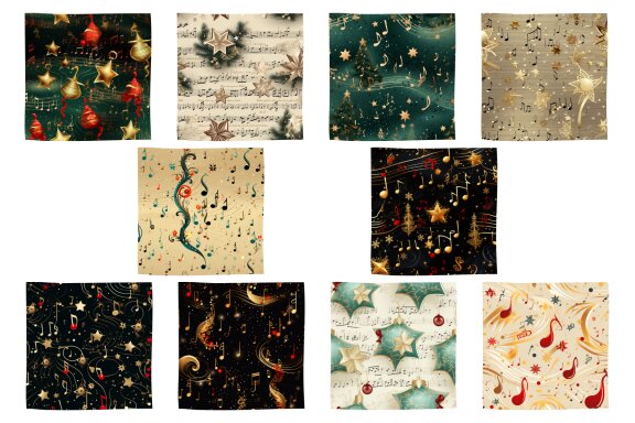 Christmas Musical Notes Vintage 3D Xmas Paper